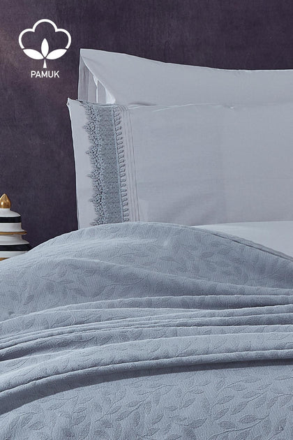 Cadiz Lace Double 7 Piece Duvet Cover + Blanket Set