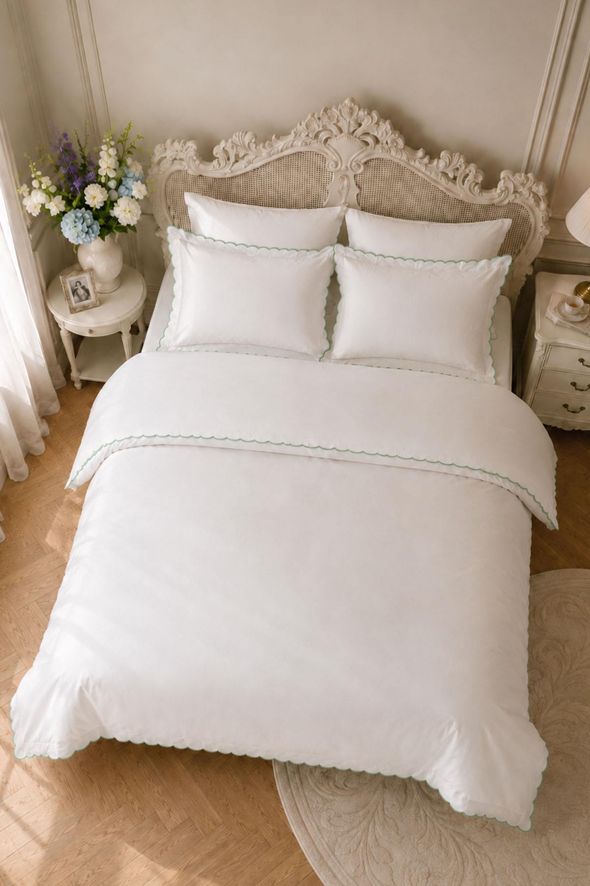 Elora Cotton Sateen Embroidered 6-Piece Double Duvet Cover Set