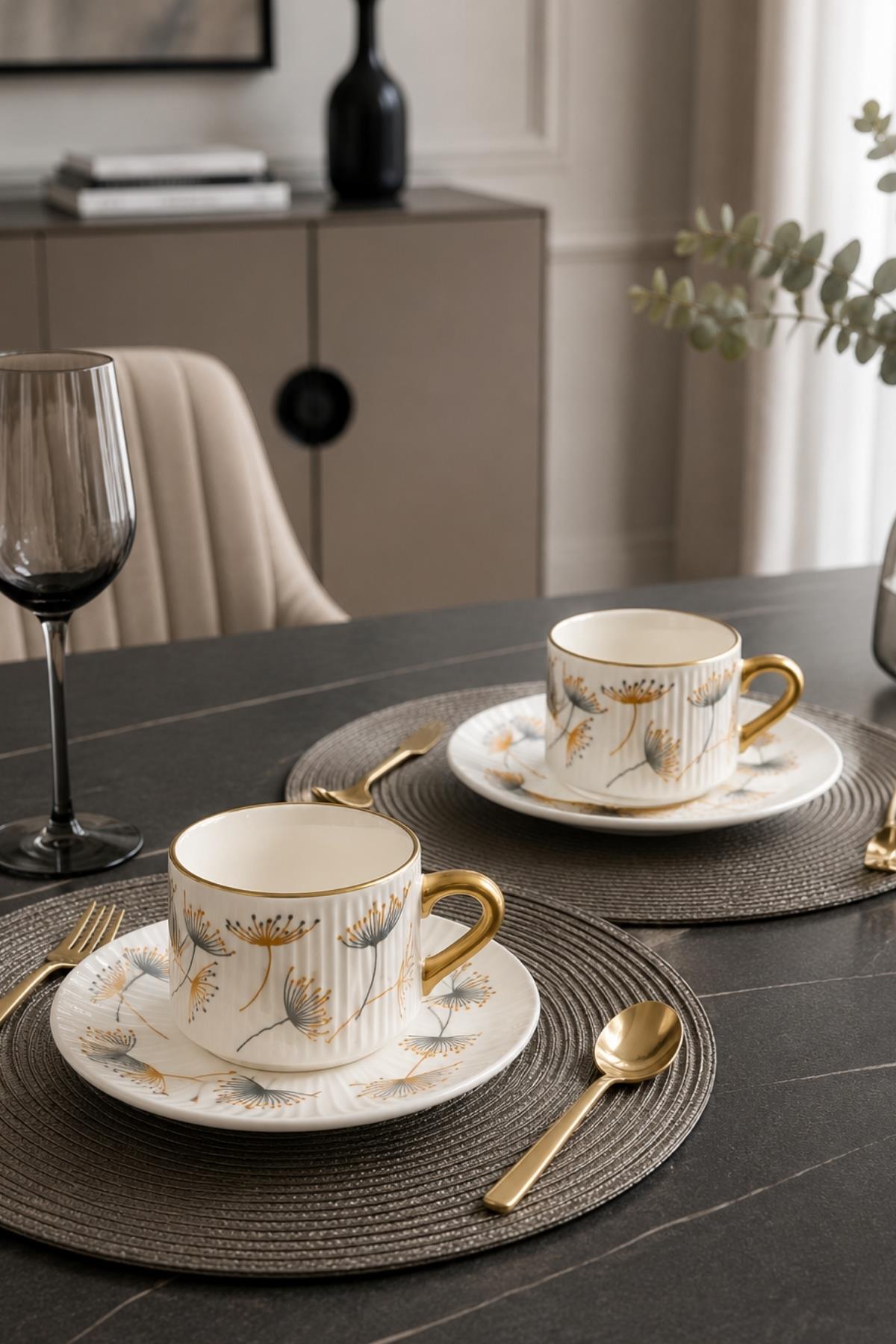 Golden Whisper 2-Piece Premium Coffee Cup Set