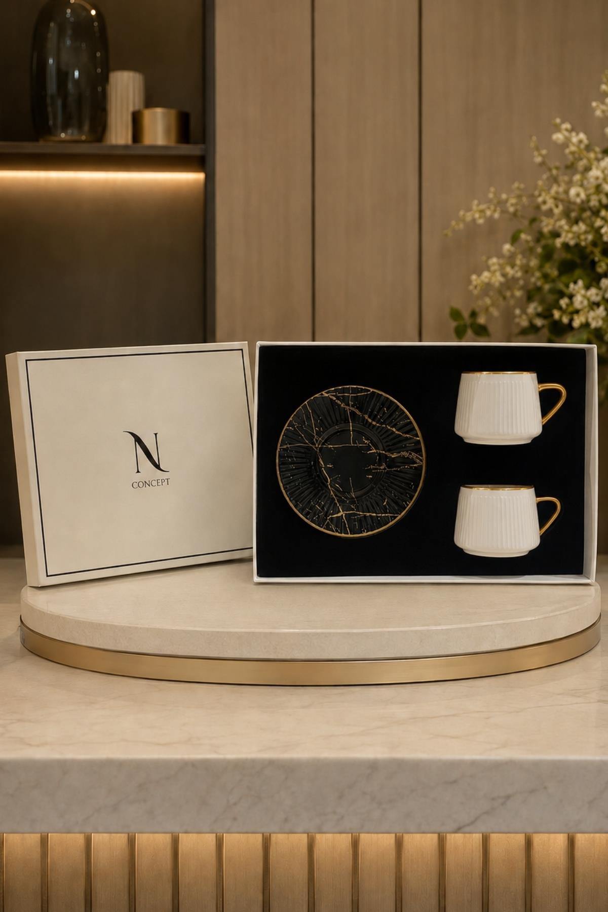 Midnight Vien 24K Gold Plated 2-Piece Premium Coffee Cup Set