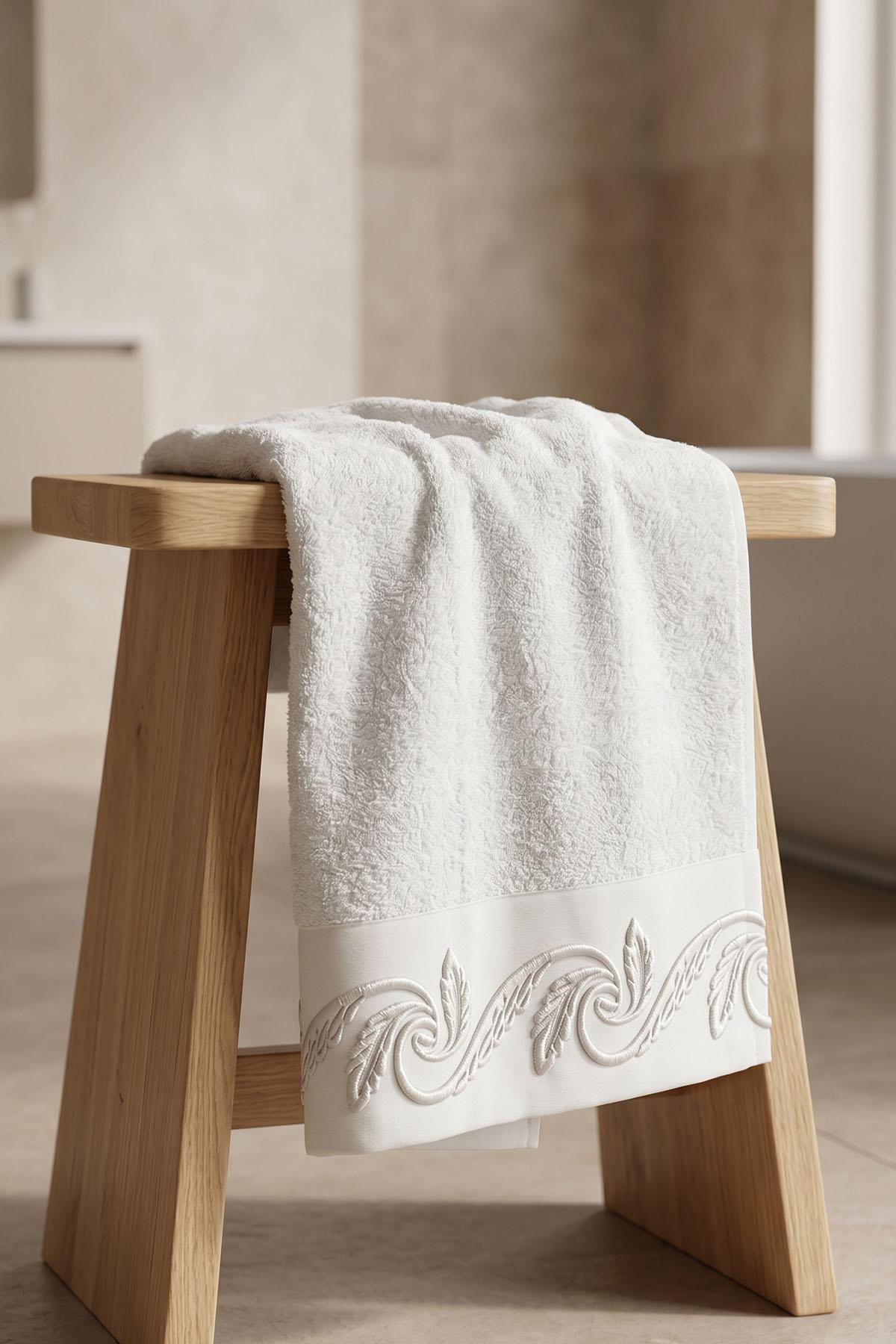 Latina Burgu Leaf Embroidered Hand Towel (30 x 50 cm)