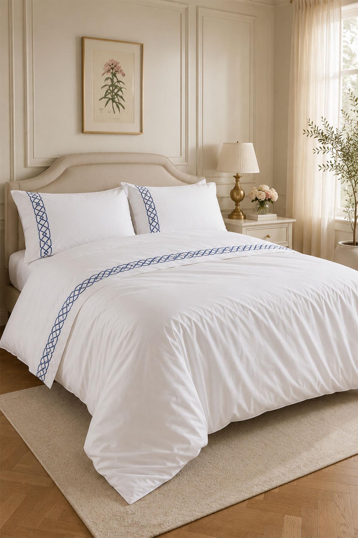 Valencia Chain Embroidery Double 3-Piece Duvet Cover Set