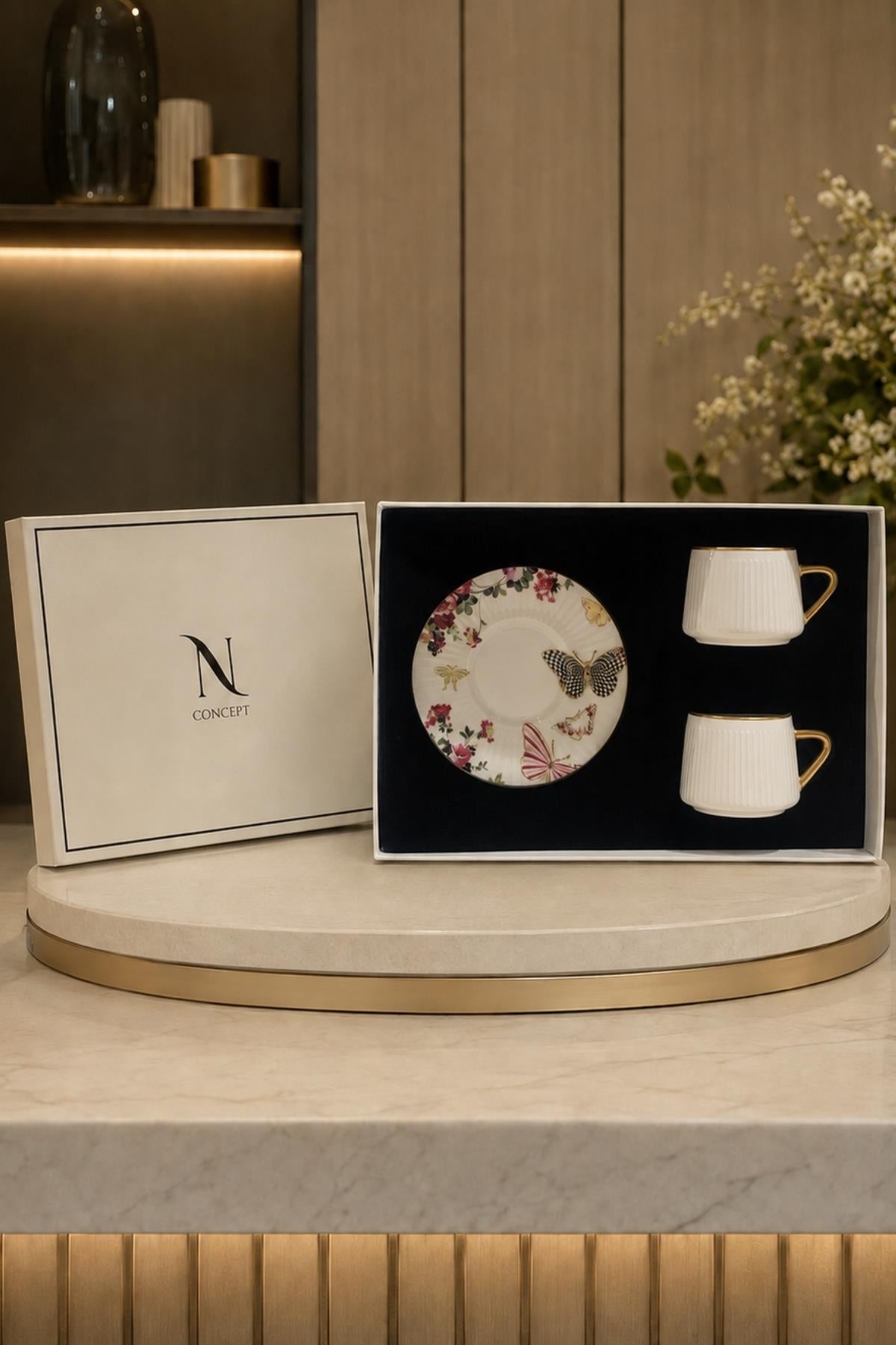 Butterfly Poem 24K Gold Plated 2-Piece Premium Coffee Cup Set