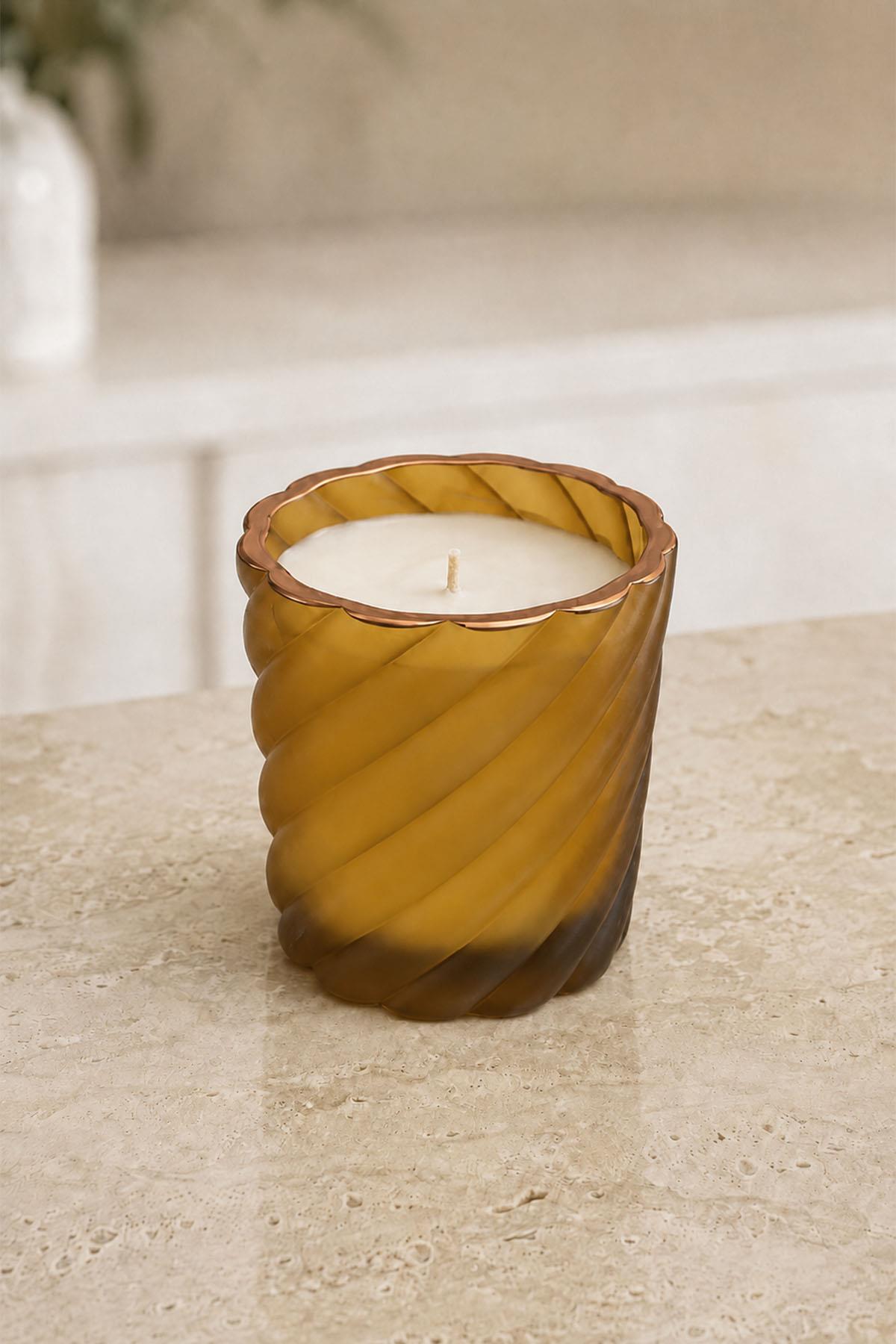Devin Amber-Copper Spiral Candle (10 cm)