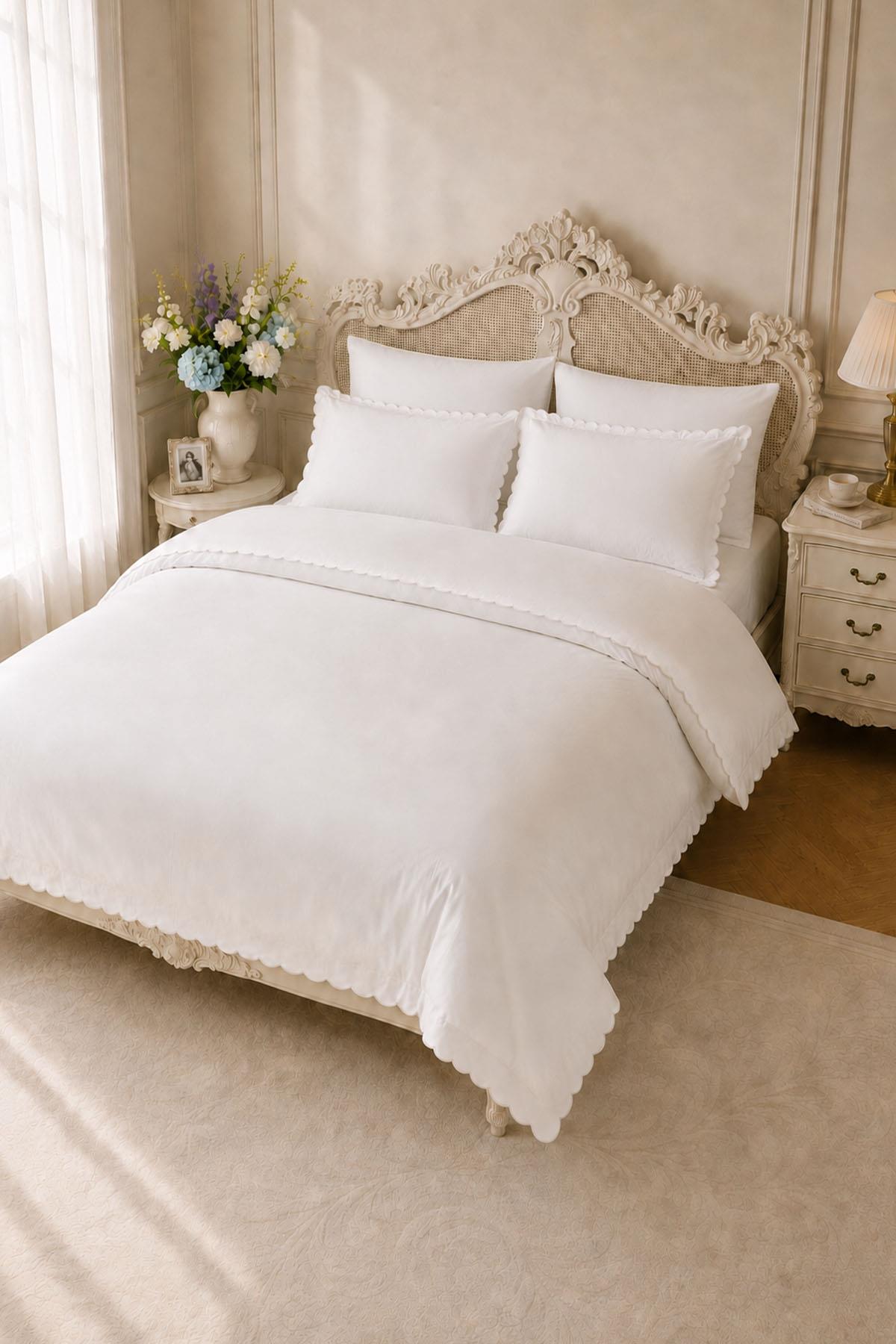 Elora Cotton Sateen Embroidered 6-Piece Double Duvet Cover Set