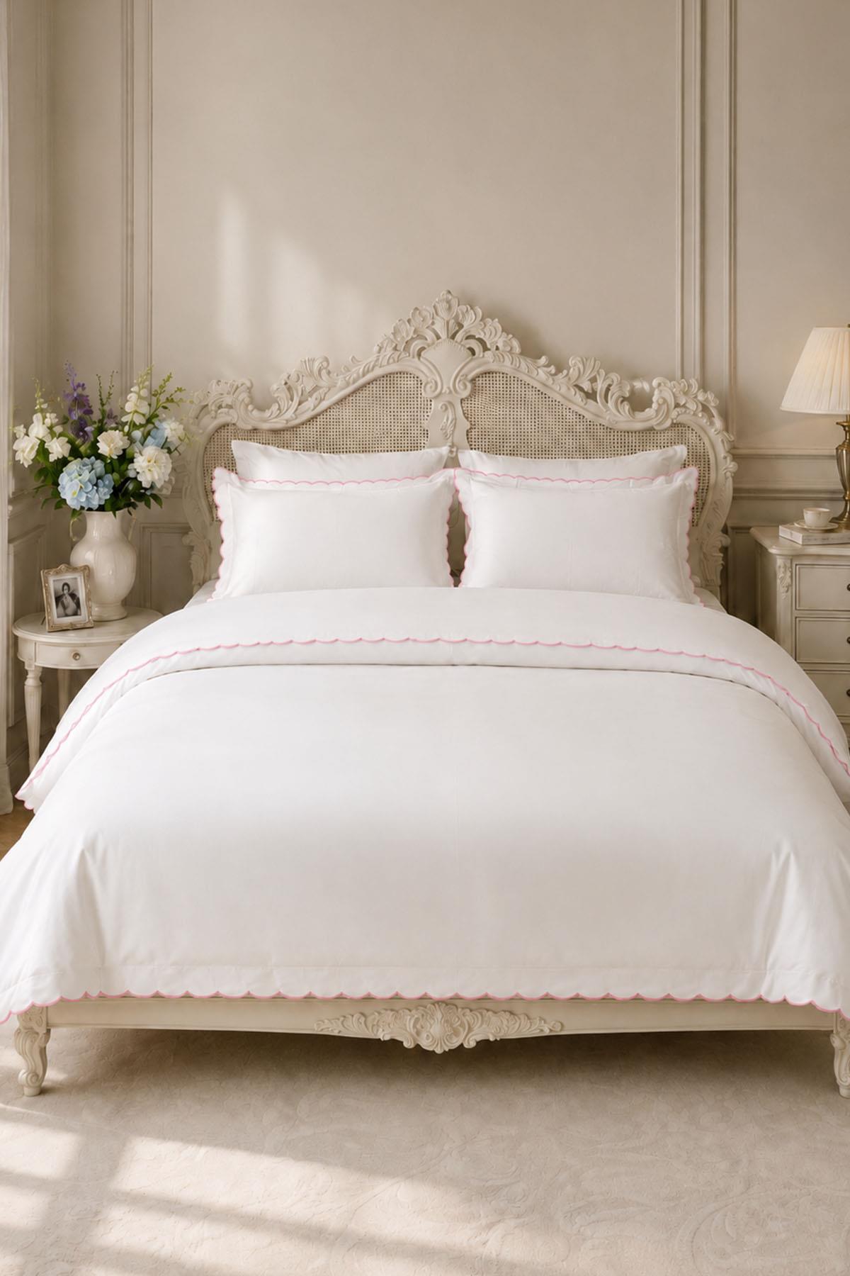 Elora Cotton Sateen Embroidered 6-Piece Double Duvet Cover Set