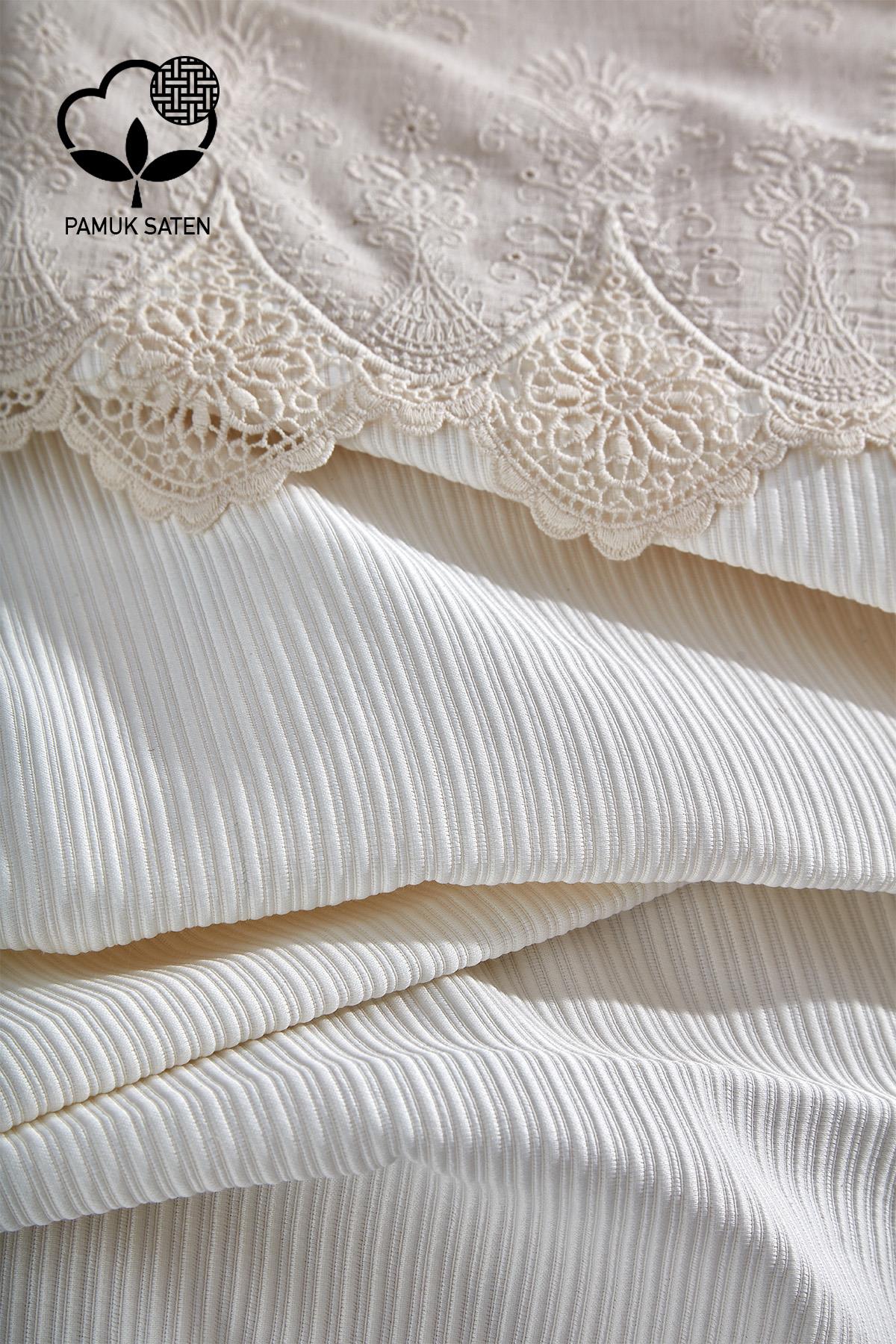 طقم غطاء لحاف مزدوج من الدانتيل من إيما، 7 قطع + لحاف