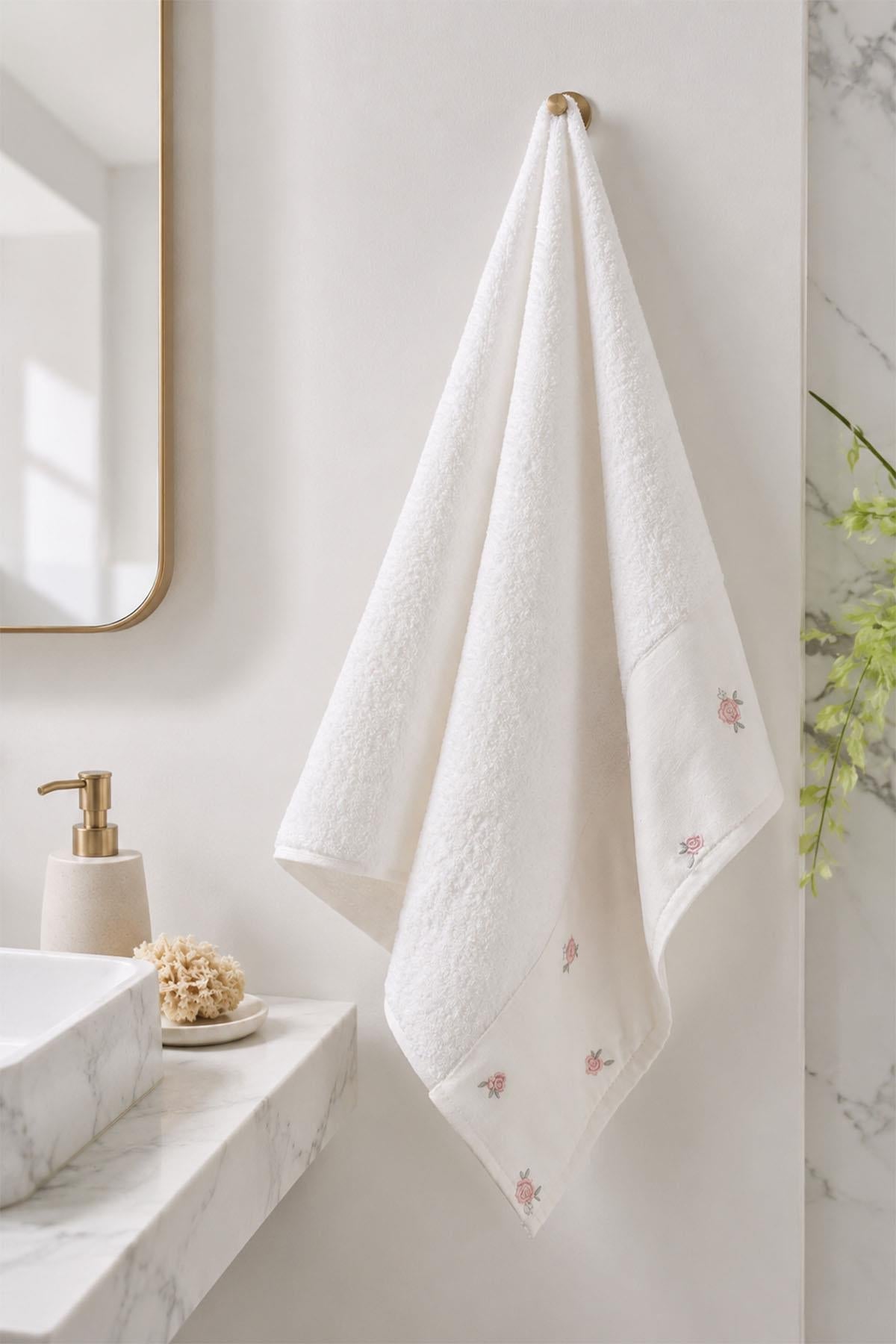 Flower Garden Rose Embroidered Face Towel (50 x 90 cm)