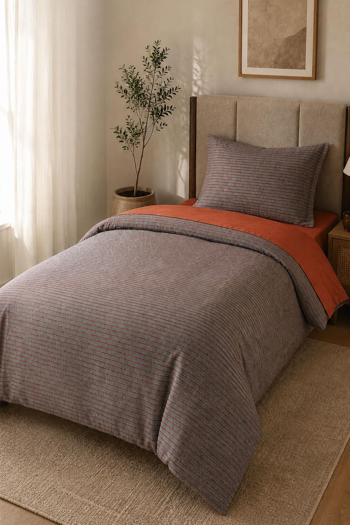 Lozano Striped 100% Cotton Twin 3-Piece Duvet Cover Set