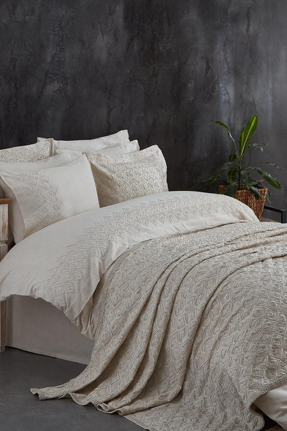 Maria Embroidered Super King Size 9-Piece Duvet Cover + Quilt Set