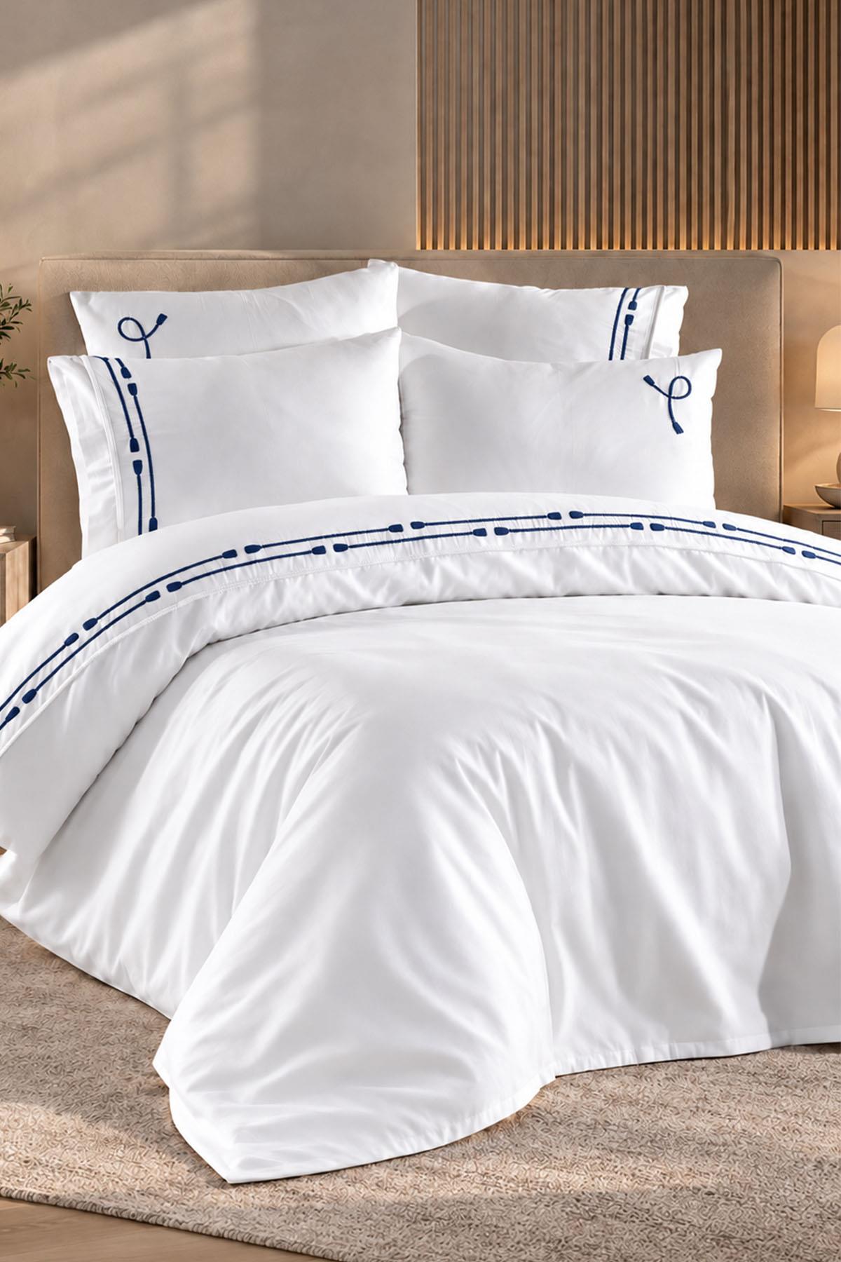 Roman Embroidered Cotton Satin Super King Size 6-Piece Bedding Set